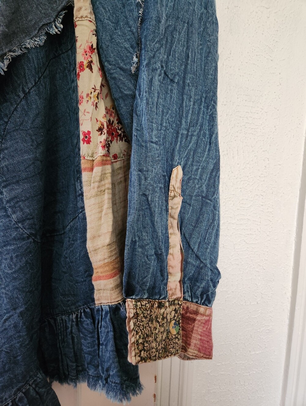 Young Threads Boho Patchwork Blue Denim Open-Front Jacket - Picture 4 of 12